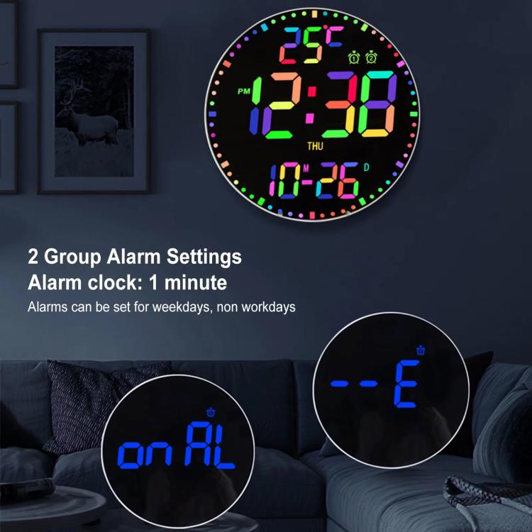 11.6-Inch RGB Wall Clock With Remote Control Multi-Functional Alarm Clock