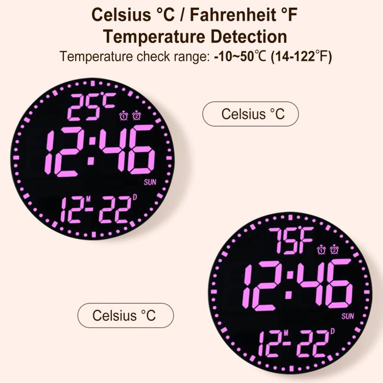 11.6-Inch RGB Wall Clock With Remote Control Multi-Functional Alarm Clock