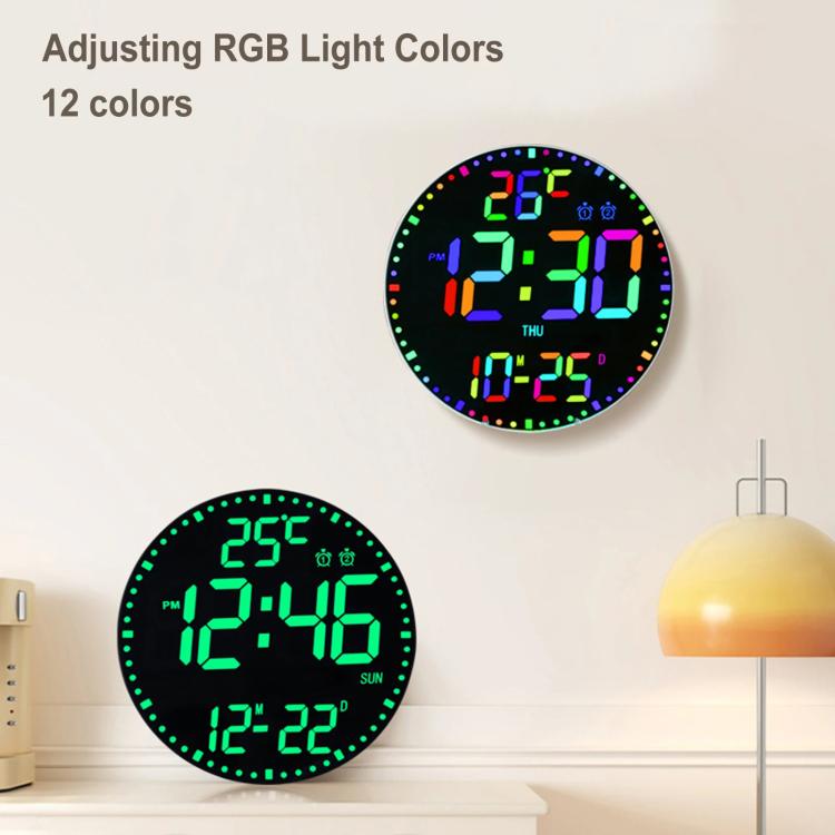 11.6-Inch RGB Wall Clock With Remote Control Multi-Functional Alarm Clock