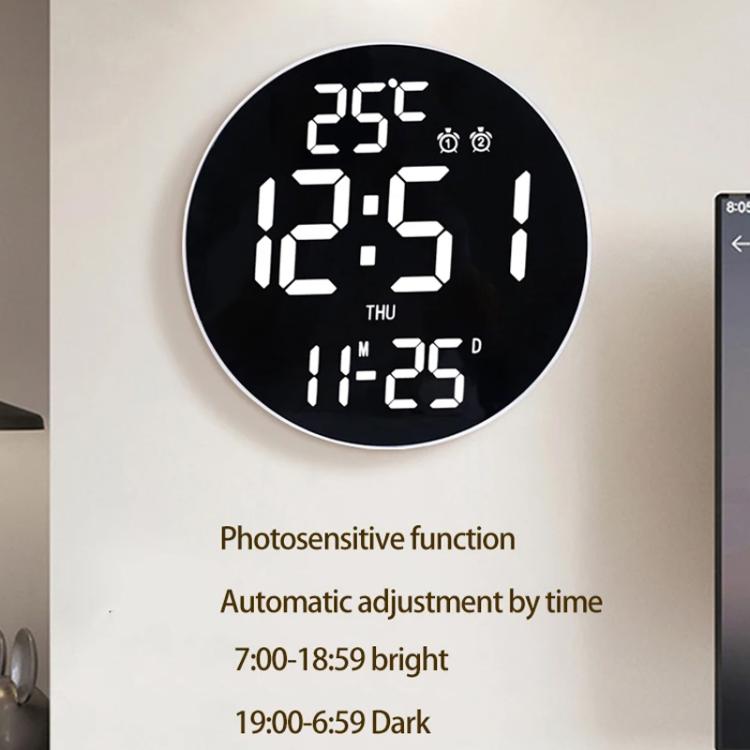 11.6-Inch White Light Wall Clock With Remote Control Multi-Functional Alarm Clock