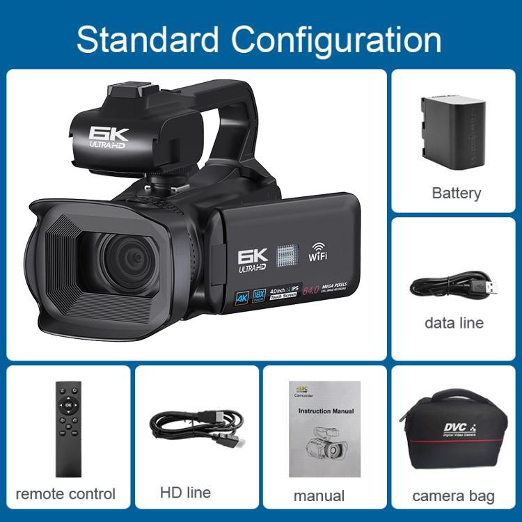 64MP 6K 18X Digital Zoom Ultra HD Video Camera With 4-Inch Touch Screen Camcorder