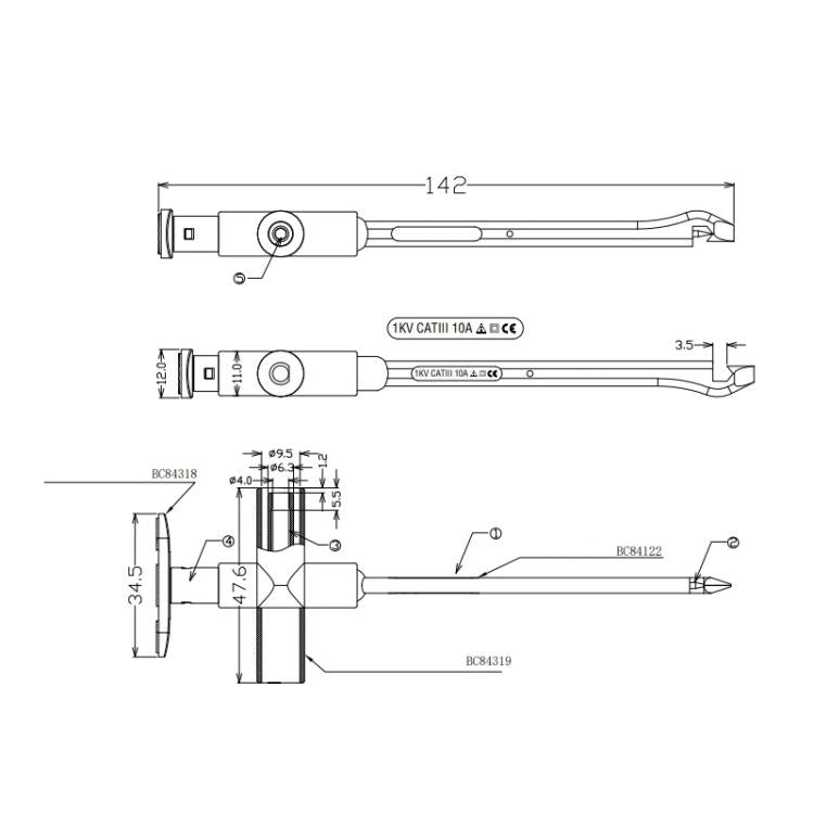 Multimeter Piercing Hook Auto Repair Circuit Non-destructive Piercing Needle