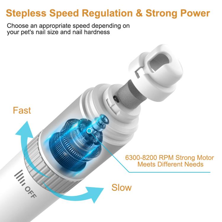 Rechargeable Pet Nail Trimmer with Stepless Speed Safe Painless Grooming Tool for Dogs Cats