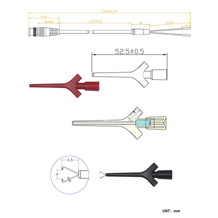 BNC Female Hook Clamp Test Line Oscilloscope Probe