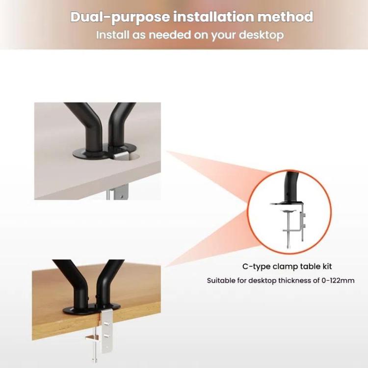 17-32 Inch Dual Monitor Mount Gas Spring 360 Degree Heavy Duty Floating Desk Arm