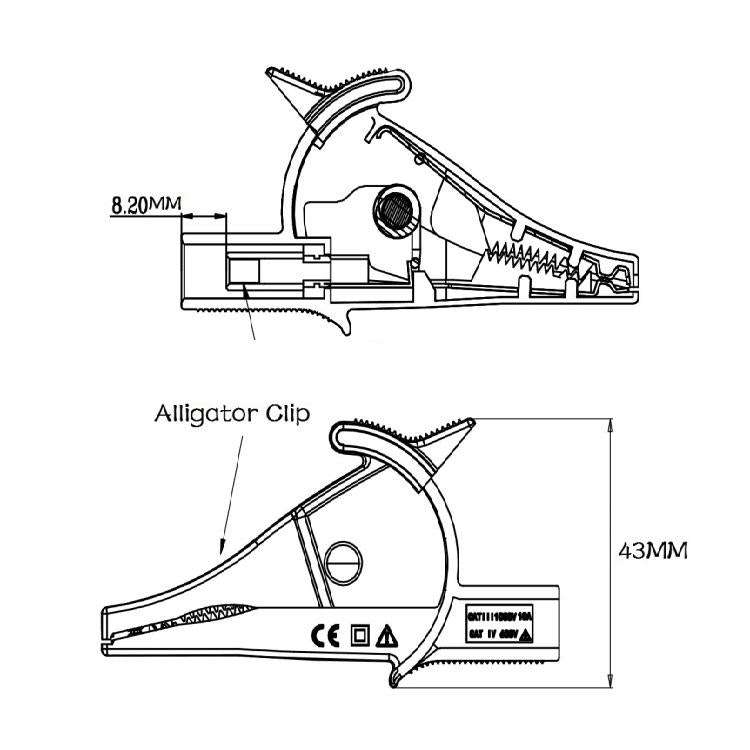 4mm Banana Jack Multimeter Crocodile Clip Insulated Capacitor Clip Test Pen Clip