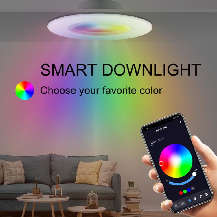 Tuya Bluetooth Smart Ceiling Lamp Round Recessed RGBCW Color Changing Dimmable Ceiling Light