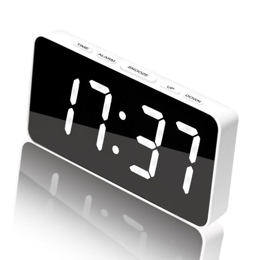 LED Mirror Digital Clock with Type-C Charging Port & 18650 Battery Compartment (Battery Not Included)