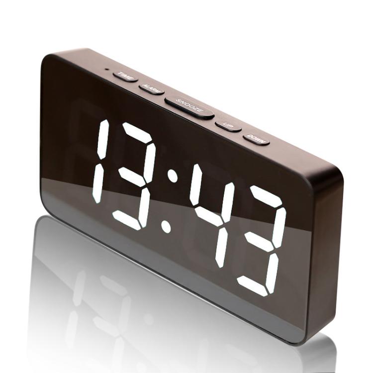 LED Mirror Digital Clock with Type-C Charging Port & 18650 Battery Compartment (Battery Not Included)