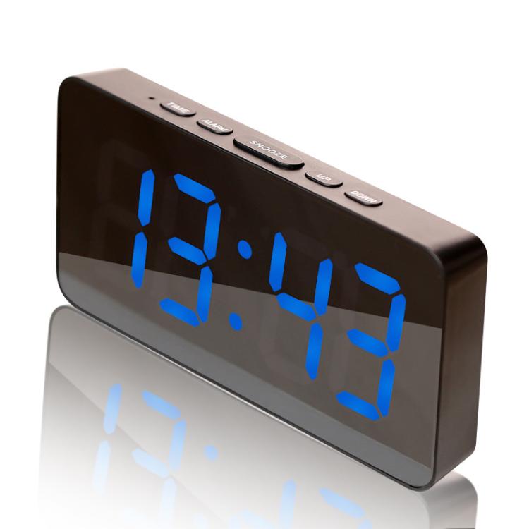 LED Mirror Digital Clock with Type-C Charging Port & 18650 Battery Compartment (Battery Not Included)