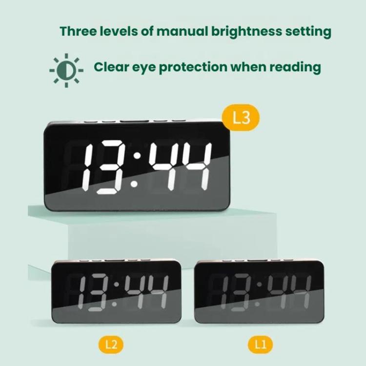 LED Mirror Digital Clock with Type-C Charging Port & 18650 Battery Compartment (Battery Not Included)