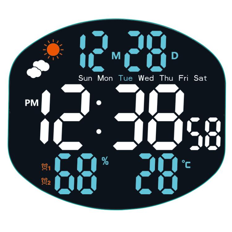 Digital Wall Clock Weather Station Forecast TEMP Humidity 2 Alarm Table Clock With Remote Control