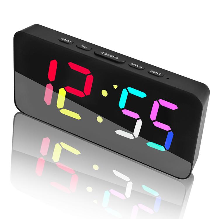 11 Colors Dynamic RGB Digital Alarm Clock 12/24H 6 Levels Brightness 2 Alarms Table Clock