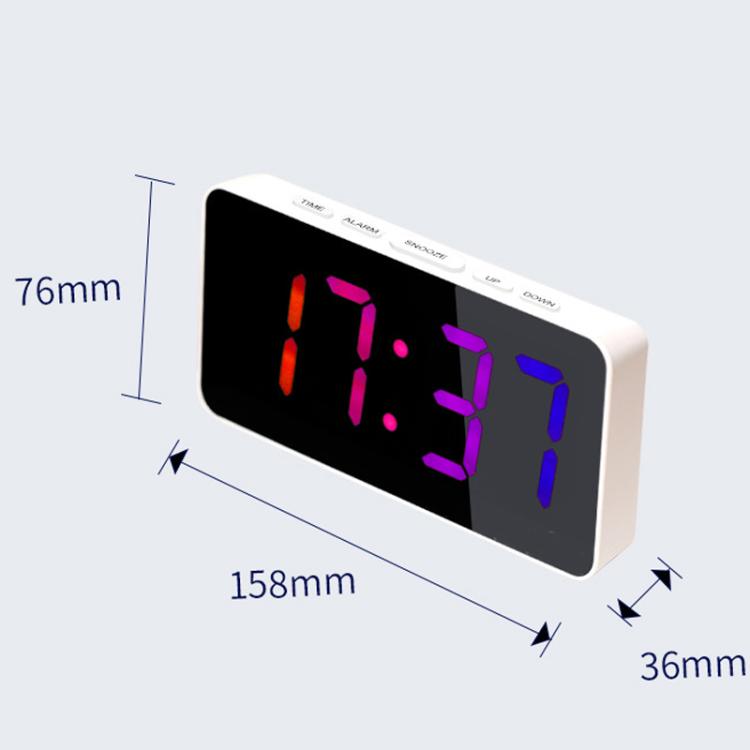 11 Colors Dynamic RGB Digital Alarm Clock 12/24H 6 Levels Brightness 2 Alarms Table Clock