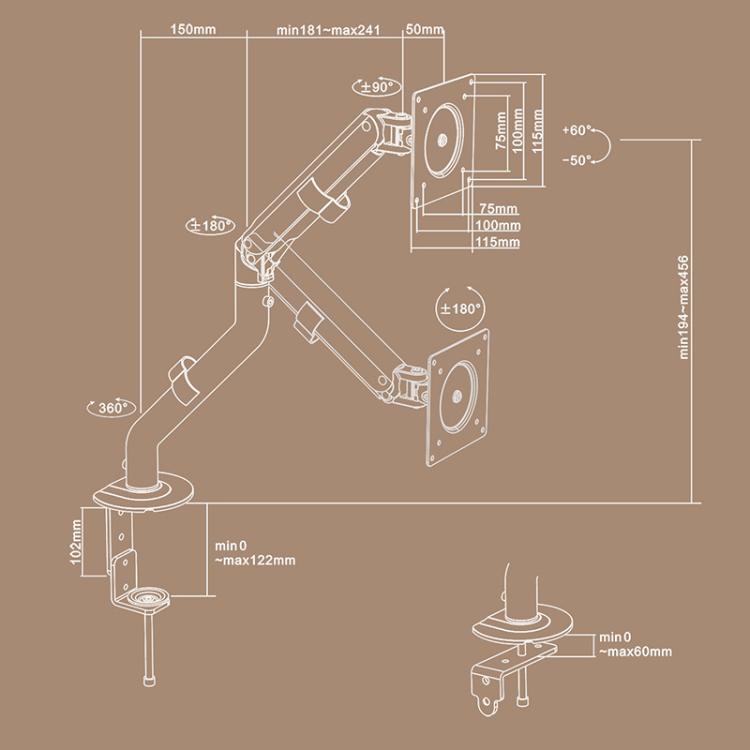 For 15-32 Inch Monitor Bracket Adjustable Gas Spring Computer Screen Desk Mount Stand
