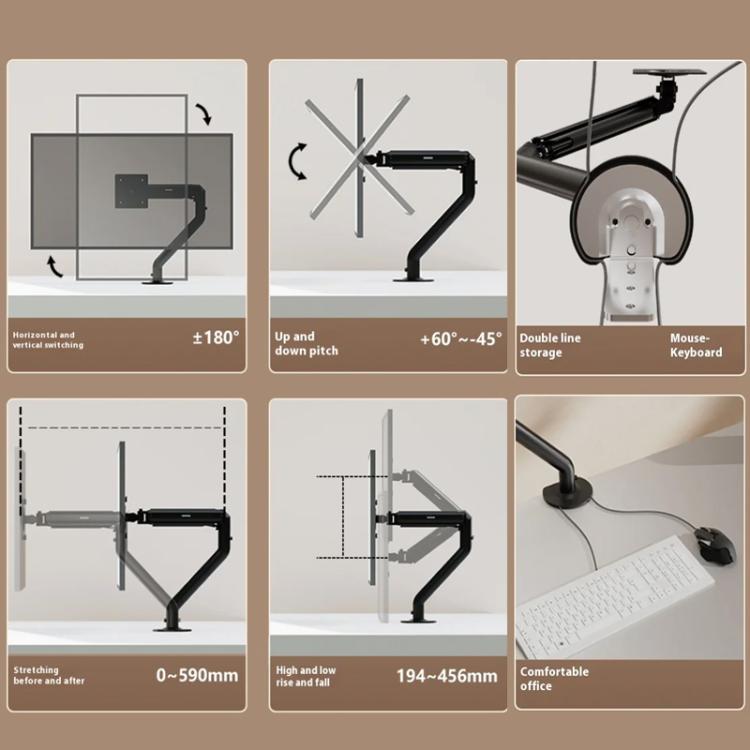 For 15-32 Inch Monitor Bracket Adjustable Gas Spring Computer Screen Desk Mount Stand