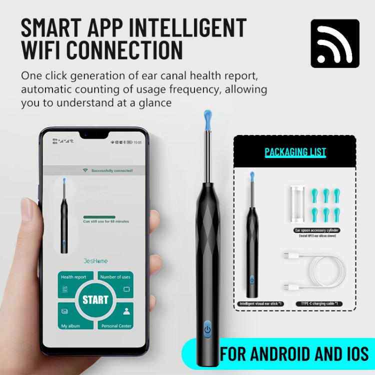 P3 LED Light WIFI Connection Smart Wireless Visual Ear Picker With APP