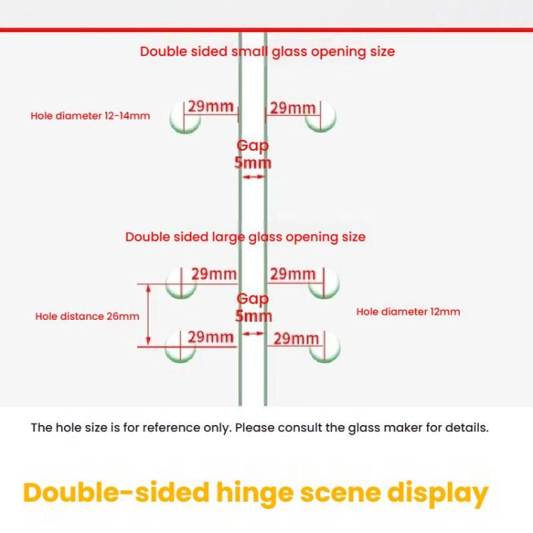 Frameless Glass Door Hinge Display Wine Cabinet 180 Degree Window Door Round Hinge