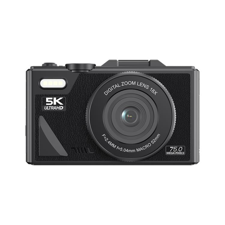 W1 5K HD Digital Camera 75MP 18X Digital Zoom WiFi Video Recorder With Flip Screen