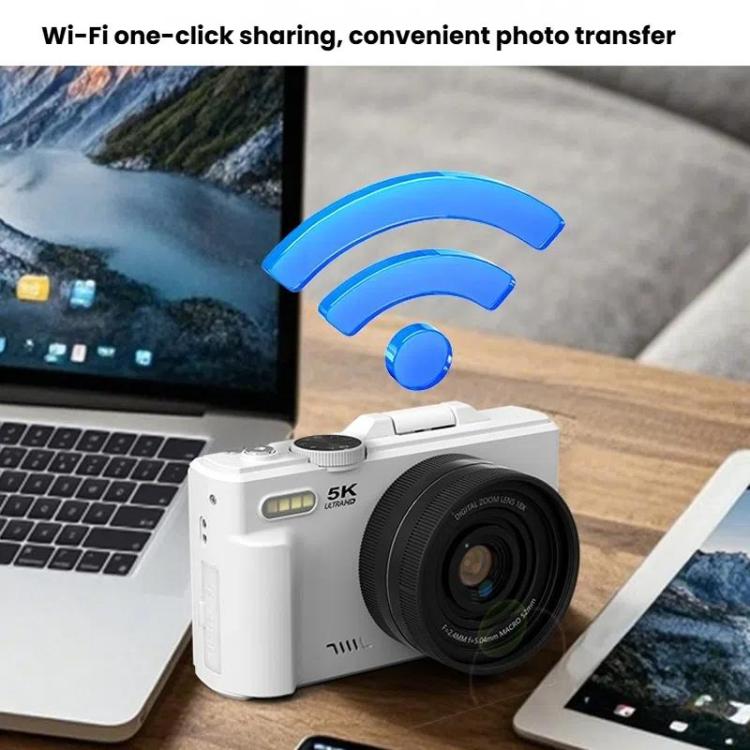 W1 5K HD Digital Camera 75MP 18X Digital Zoom WiFi Video Recorder With Flip Screen