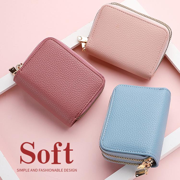 Multi-Function Organ Card Bag Double Zipper Women Wallet Large Capacity PU Card Holder