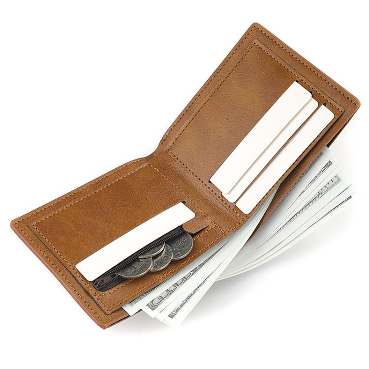 Horizontal Purse Retro Men Short Wallet Student Leather Wallet Money Clip