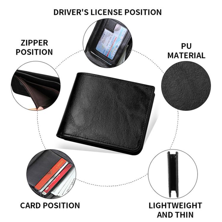 Men Leather Wallet Can Put Driver License Leather Short Money Clip Purse