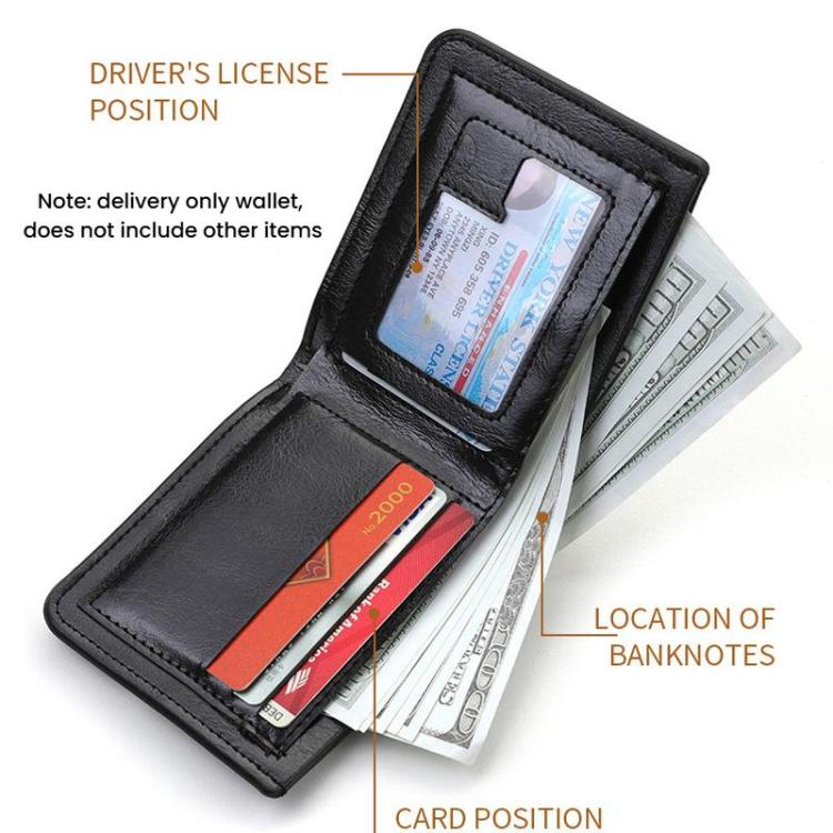 Men Leather Wallet Can Put Driver License Leather Short Money Clip Purse