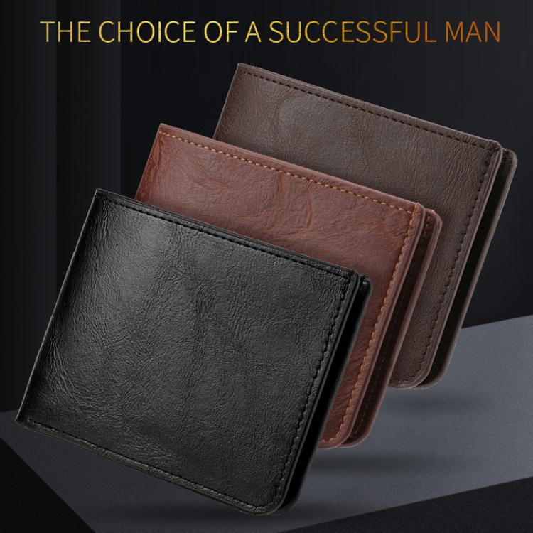Men Leather Wallet Can Put Driver License Leather Short Money Clip Purse