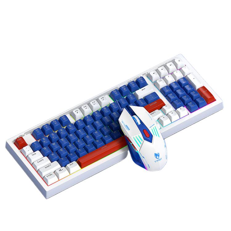 T-WOLF  TF610 USB-C/Type-C Wired 98 Keys Keyboard and Mouse Combo Dual-Tone Keycaps Gaming Set