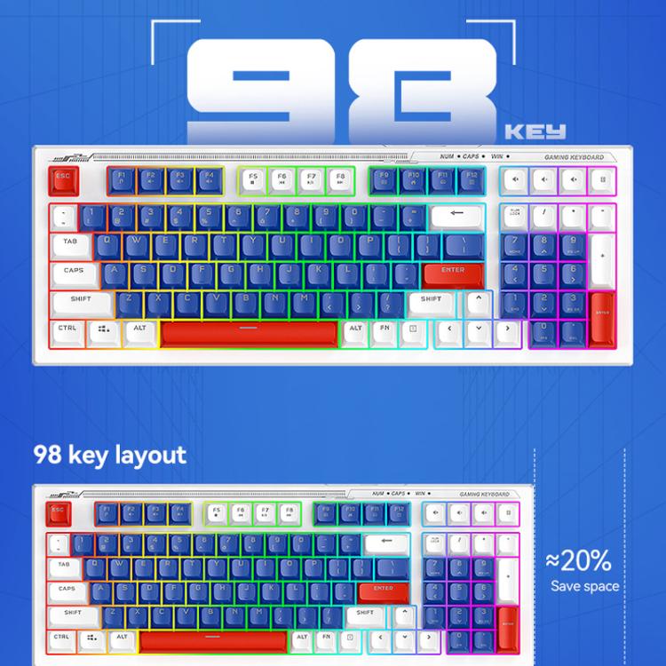T-WOLF  TF610 USB-C/Type-C Wired 98 Keys Keyboard and Mouse Combo Dual-Tone Keycaps Gaming Set