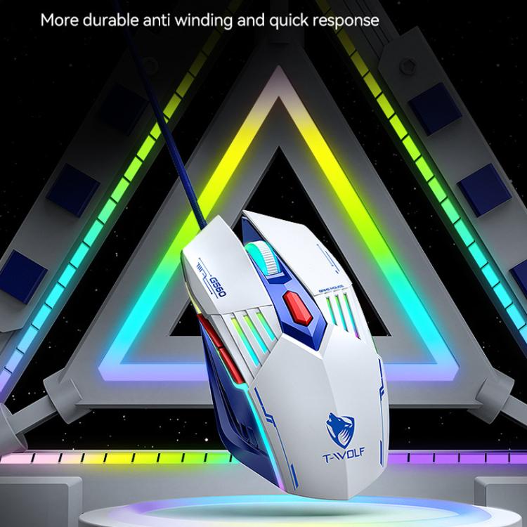 T-WOLF  TF610 USB-C/Type-C Wired 98 Keys Keyboard and Mouse Combo Dual-Tone Keycaps Gaming Set