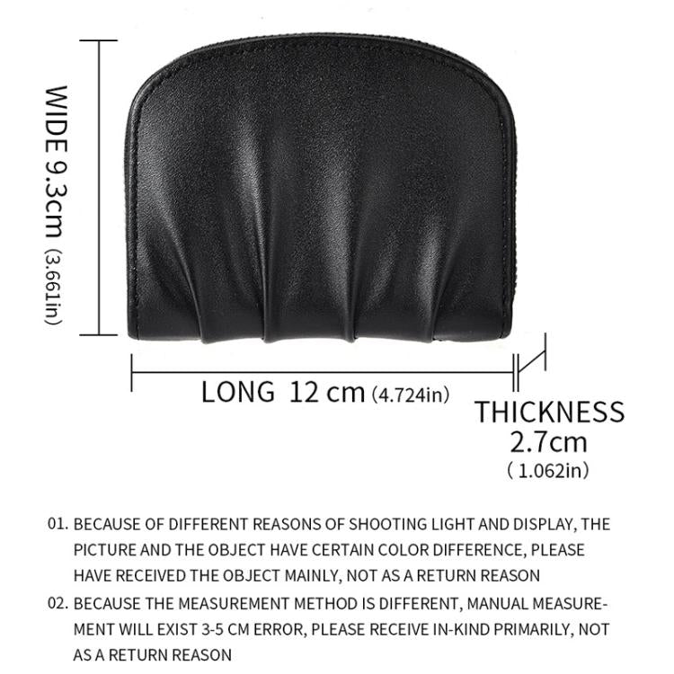 Women Wallet Pleated Sense PU Zipper Short Wallet Simple Solid Color Coin Purse