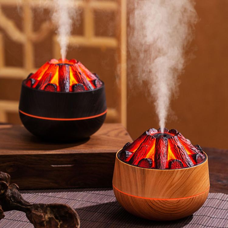 Simulated Charcoal Fire Ambient Night Light Humidifier USB Large Mist Flame Humidifier