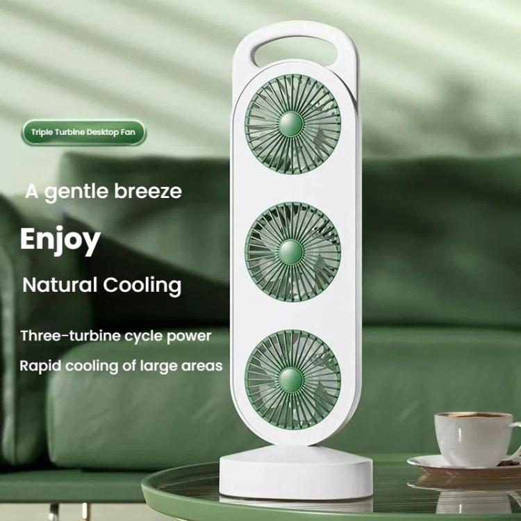 Simple Triple Turbine Design Fan Large Wind Desktop USB Charging Portable Home Outdoor Dormitory Fan