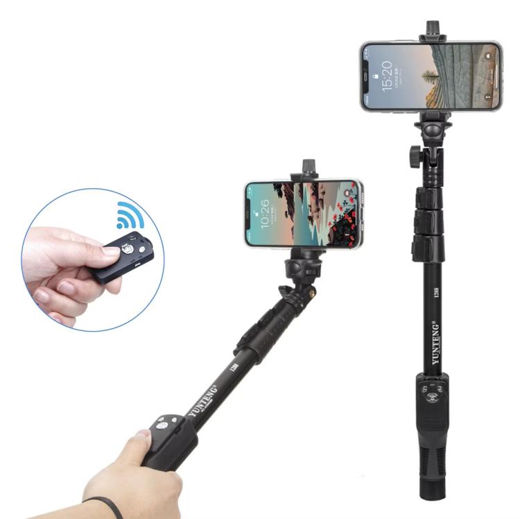 YUNTENG 1288 Adjustable 50 Inch Aluminum Alloy Selfie Stick With Bluetooth Remote Control For Smartphones & Cameras