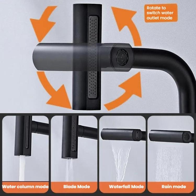 4 Modes Waterfall Kitchen Faucet Single Hole Hot/Cold Water Mixer Tap for Sink