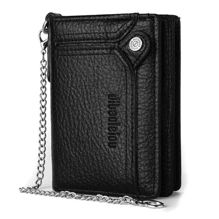 Dibaoleiou Men Anti-Theft Chain Wallet Retro Money Purse Driver License Card Bag Zipper Coin Purse