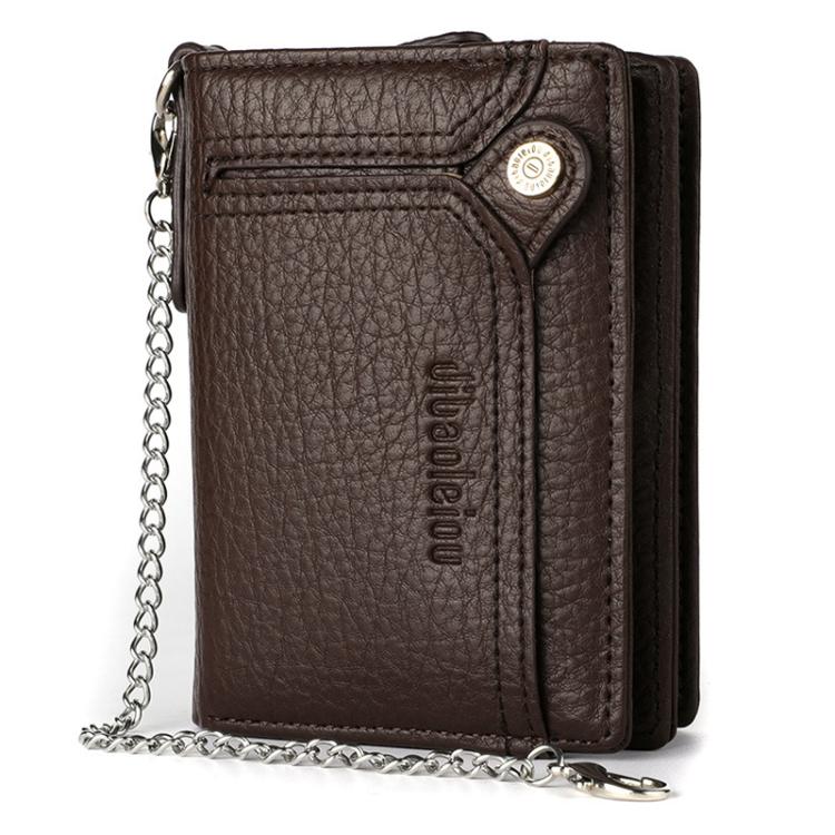 Dibaoleiou Men Anti-Theft Chain Wallet Retro Money Purse Driver License Card Bag Zipper Coin Purse