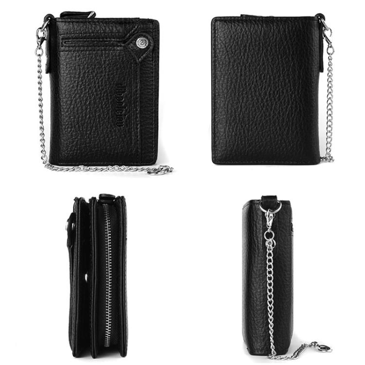 Dibaoleiou Men Anti-Theft Chain Wallet Retro Money Purse Driver License Card Bag Zipper Coin Purse