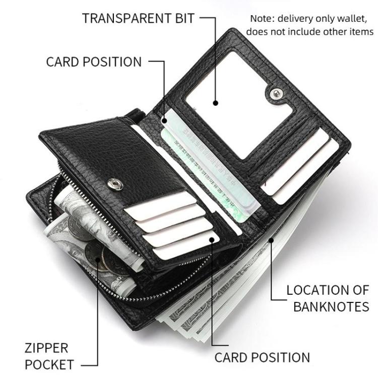 Dibaoleiou Men Anti-Theft Chain Wallet Retro Money Purse Driver License Card Bag Zipper Coin Purse