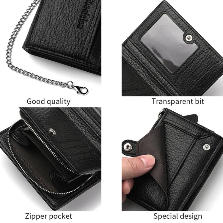 Dibaoleiou Men Anti-Theft Chain Wallet Retro Money Purse Driver License Card Bag Zipper Coin Purse