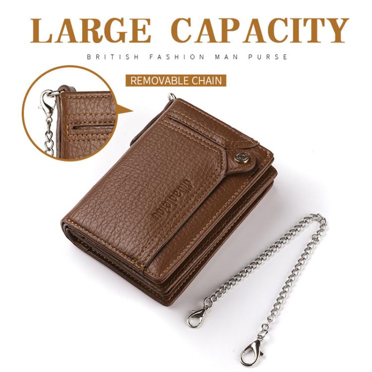 Dibaoleiou Men Anti-Theft Chain Wallet Retro Money Purse Driver License Card Bag Zipper Coin Purse
