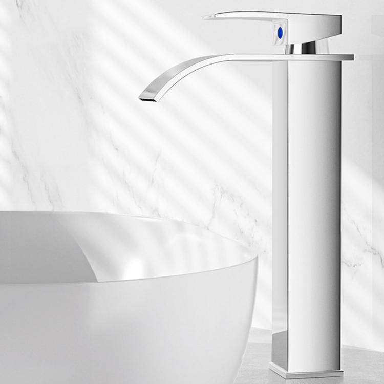 Waterfall Wash Basin Faucet Stainless Steel Hot/Cold Water Mixer Tap for Sink Basin, Low Silver Plating, Low Steel Grey, Low Rose Gold, High Black, High Silver Plating, High Steel Grey, High Rose Gold