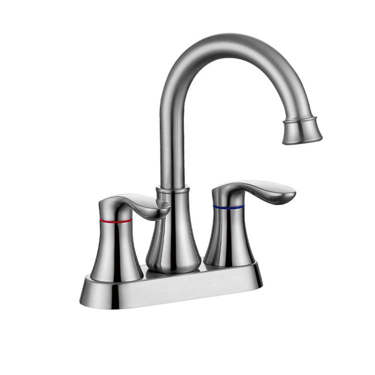 Dual Handle Two-Hole Bathroom Sink Faucet for Undermount Basin Separate Hot/Cold Water Controls