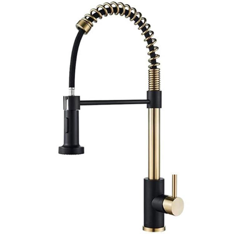 Kitchen Pull Down Spring Faucet Dual Mode Water Outlet Hot/Cold Water Mixer Tap