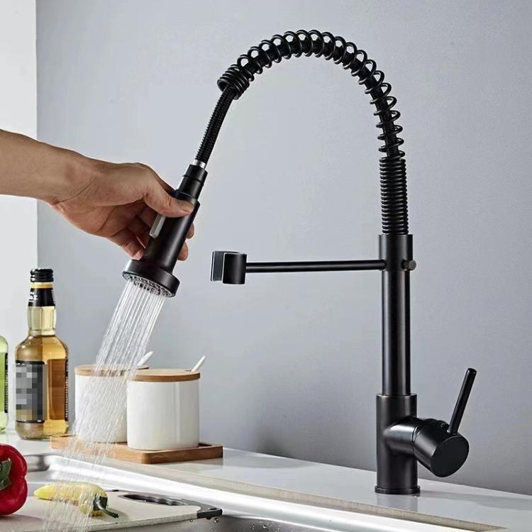 Kitchen Pull Down Spring Faucet Dual Mode Water Outlet Hot/Cold Water Mixer Tap