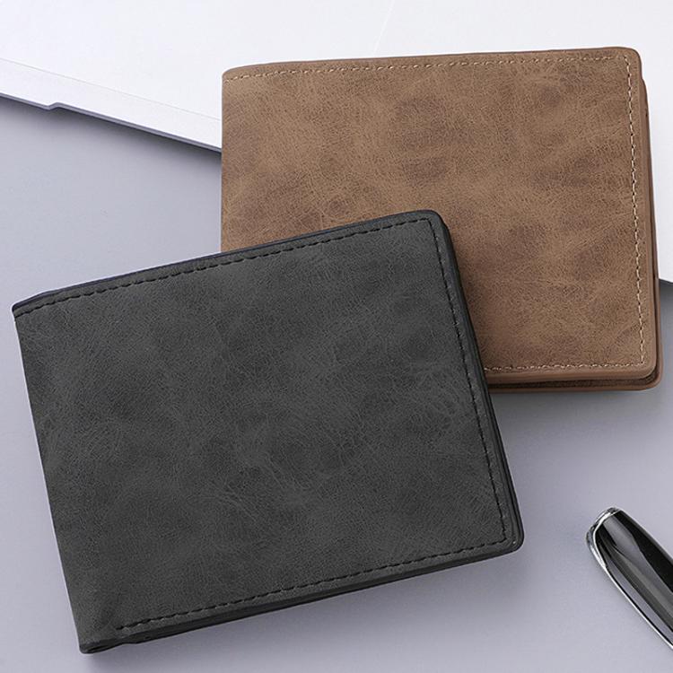 DEABOLAR Men Short Wallet Zipper Simple Soft Leather Purse Card Bag Student Retro Leather Wallet