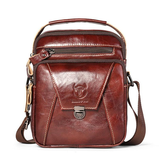 BULL CAPTAIN 041 Large Capacity Top Layer Cowhide Retro Shoulder Messenger Bag
