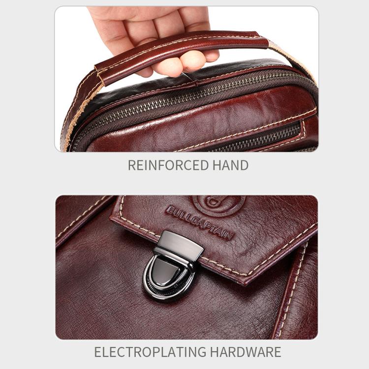 BULL CAPTAIN 041 Large Capacity Top Layer Cowhide Retro Shoulder Messenger Bag